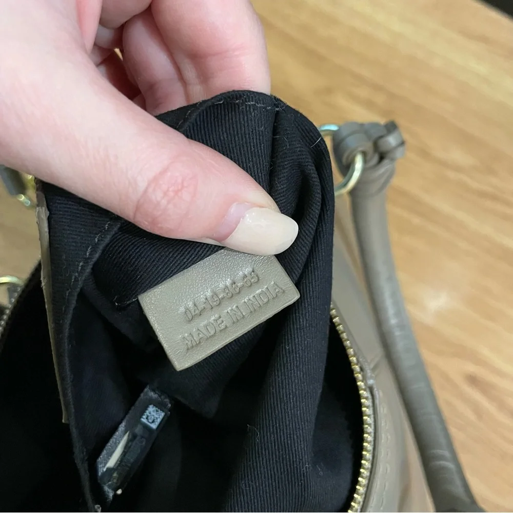 See by Chloe Emy Patchwork Suede Taupe Grey Shoulder Bag w Crossbody Strap - Picture 10 of 16